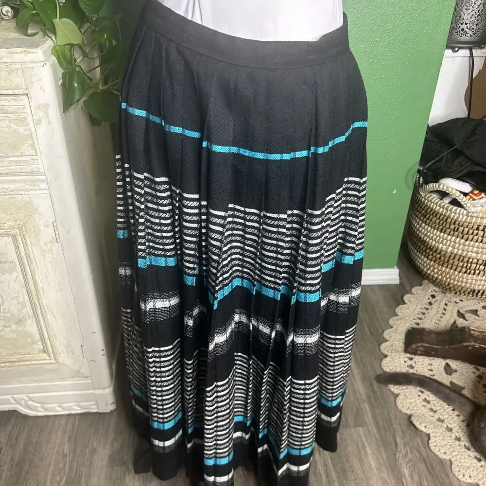 Vintage 1970s Evan Picone Pleated Maxi Skirt Sz 12 Boho Country Western